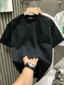 New Luxury Men's T-shirt Hot Diamond Printed Half Sleeve Fashion Round Neck Casual Summer High-end Men Tops T Shirts