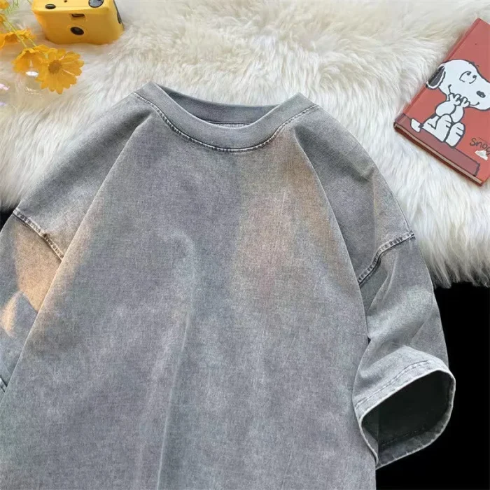 Quality Oversized Acid Washed Y2K T Shirt men Vintage T-shirts Streetwear Mineral Wash Tee Shirts boy Loose Luxury Brand Tops - Image 6
