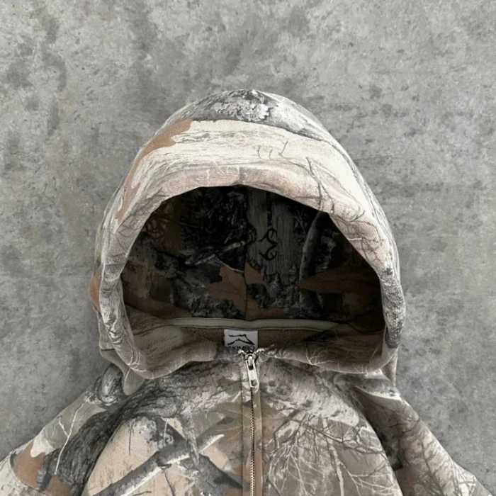 Y2K Retro zip up Hoodie Men Camouflage Pattern zipper Sweatshirt High Street Hip Hop Streetwear Oversized Unisex Camo Hoodie - Image 3