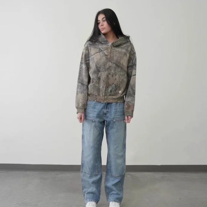 Y2K Retro zip up Hoodie Men Camouflage Pattern zipper Sweatshirt High Street Hip Hop Streetwear Oversized Unisex Camo Hoodie - Image 6