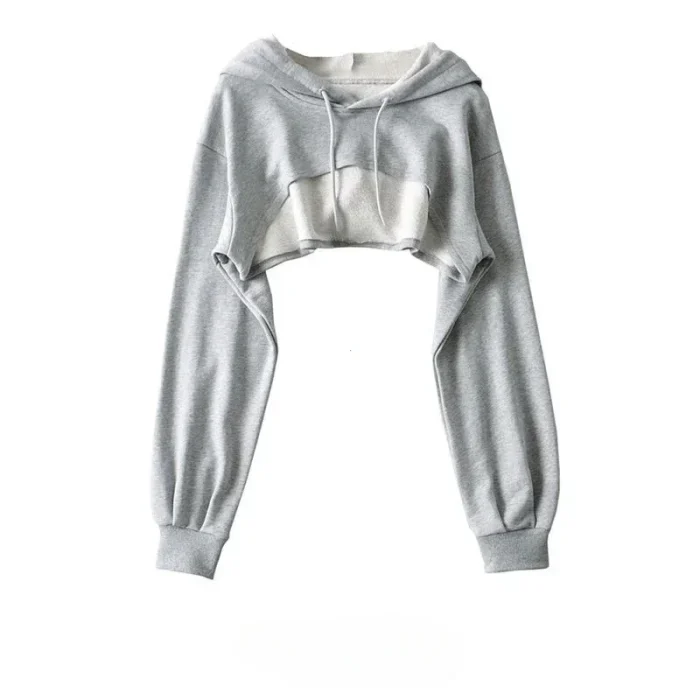 Hoodie Female Hoodie Personality Irregular Crop Ultra Short Style Long Sleeve Top Female Drop Shipping Sweatshirt Y2k Clothes - Image 3