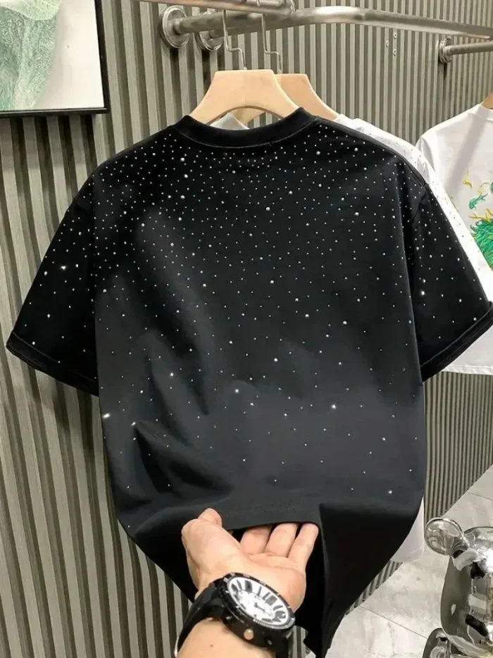 New Luxury Men's T-shirt Hot Diamond Printed Half Sleeve Fashion Round Neck Casual Summer High-end Men Tops T Shirts - Image 5