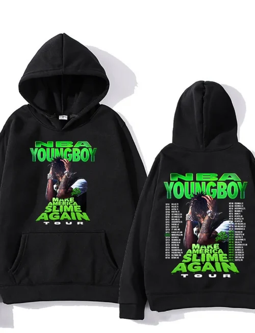 "YoungBoy Never Broke Again Tour 2025" says singing handprint hoodie street fashion hoodie men's hip-hop high-quality hoodie