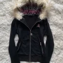 Y2K Black Fur Collar Zipper Sweatshirt Hoodie Sexy Women Sweatshirt Harajuku Goth Letter Graphic Print Slim Coat Winter Clothes