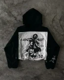 Y2K Black Fur Collar Zipper Sweatshirt Hoodie Sexy Women Sweatshirt Harajuku Goth Letter Graphic Print Slim Coat Winter Clothes
