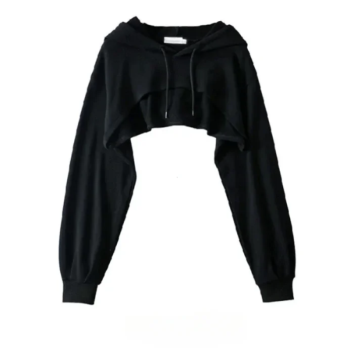 Hoodie Female Hoodie Personality Irregular Crop Ultra Short Style Long Sleeve Top Female Drop Shipping Sweatshirt Y2k Clothes - Image 4