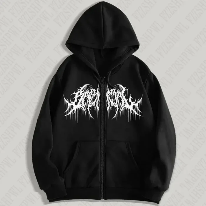 Y2K hoodie, men, clothes with graphic prints, hip hop style, gothic, gothic, long sleeves, winter, high street